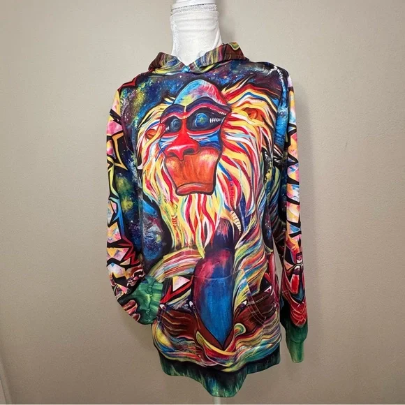Meditating Rafiki Mandrill Unisex Hoodie From The Lion King - Picture 11 of 16